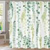 Tropical Leaves Shower Curtains Green Palm Leaf Plants Bath Curtain Set Modern Polyester Fabric Screen Bathroom Decor With Hooks
