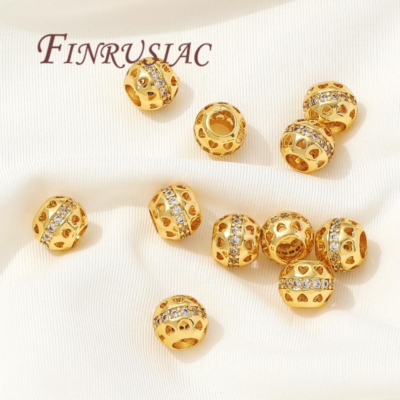 18K Gold Plated Round Ball Spacer Beads For Jewelry,Metal Bead Separators,DIY Beading Accessories,Necklace Making Supplies