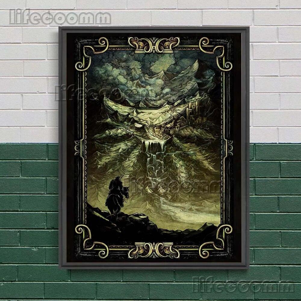 Pemburu Setan Misterius Lukisan Kanvas Seni Dinding Antik Sihir Gelap Poster Seni Dunia Cetak Dekorasi Rumah Tanpa Bingkai No Frame