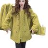 2025 Autumn/Winter Faux Lambswool Korean Double-Breasted Mid-Length Women's Fashion Coat