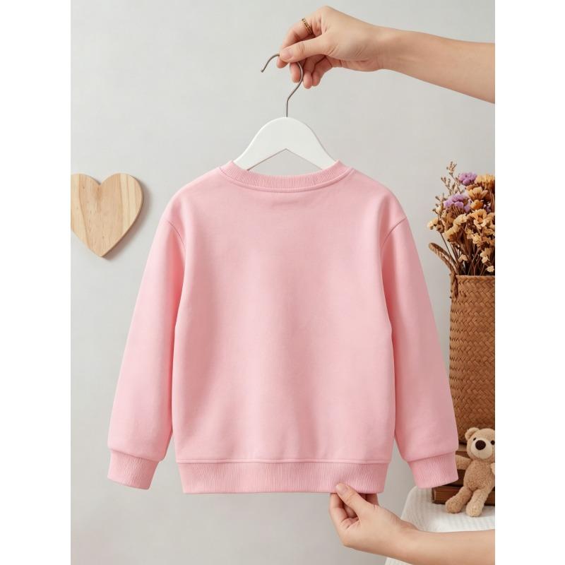 Girl's Round Neck Sweatshirt, Trendy and Quirky Graffiti Joyful Face Themed Girls' Sweatshirt Apparel
