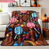 One Blanket Featuring a Candy and Chocolate Combination Print 2D Printed Flannel Throw Blanket. Suitable for Sofas Daily Travel an