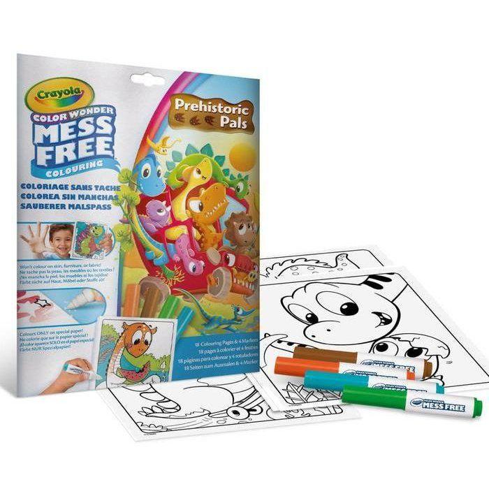 Coloring Set - CRAYOLA - Color Wonder - Prehistoric Pals - Book + 4 Markers - From 3 Years