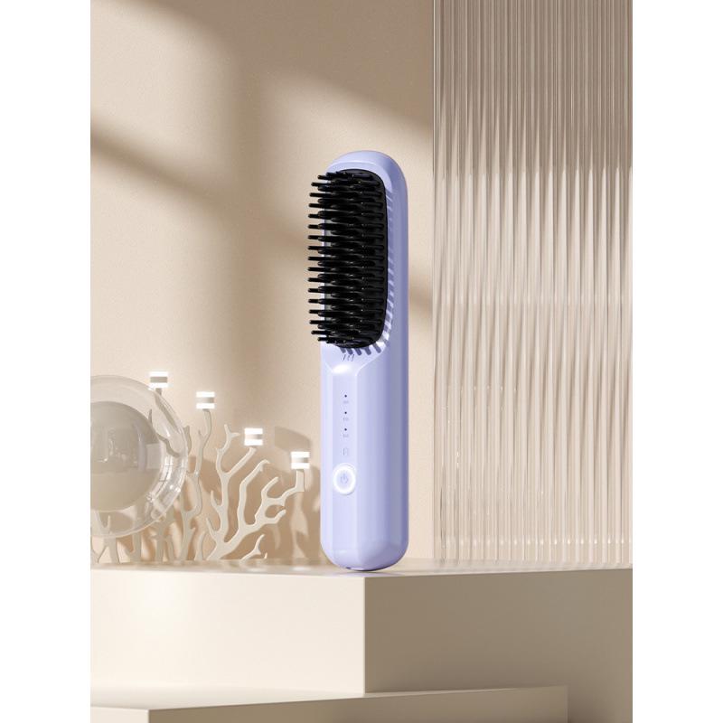 Portable Wireless LCD Hair Straightening Comb - Rechargeable, Negative Ion, No Damage.