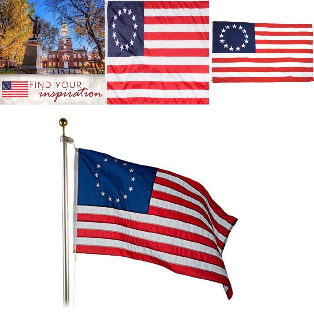 Vintage 13 Star Flag American Us Colonies Betsy Ross Retro Design In Red White Blue 3x5ft