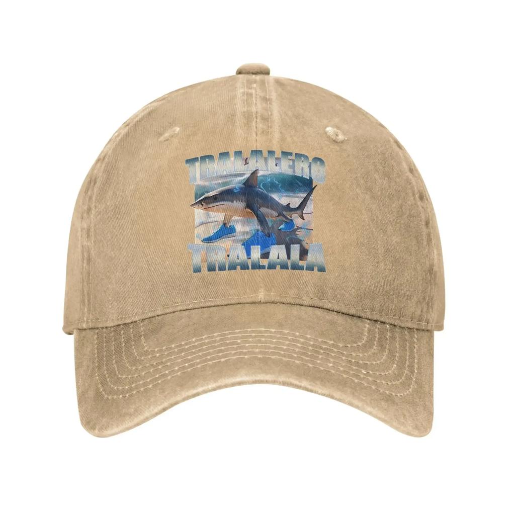 Tralalero Tralala Funny Shark Meme Sun Baseball Cap Distressed Denim Italian Brainrot Memes Sun Cap Unisex Summer Caps Hat