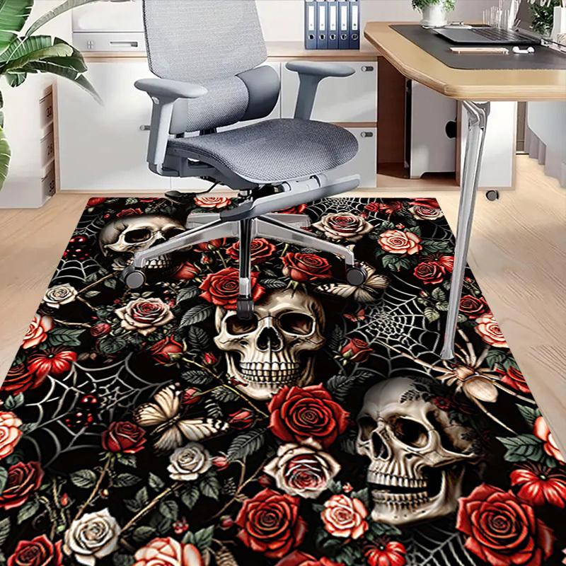 1PC Skull Flowers Non-Slip Floor carpet, Office, family, bedroom, Studio - Large Area Rug,  Decorative Mat, Longlasting Material-C0412