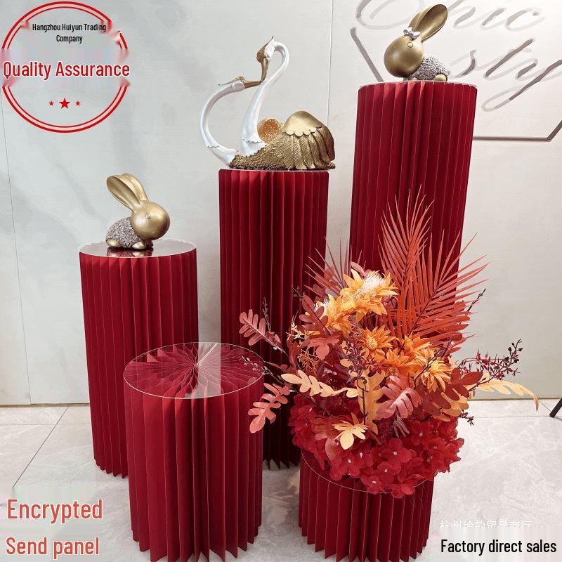 Folding Cylinder Dessert Table Columns: Origami Roman Columns & Round Display Cake Stand for Weddings and Birthdays