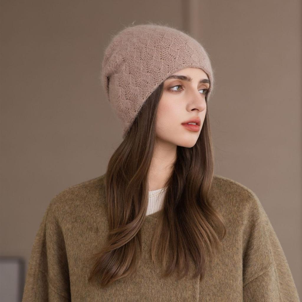 Autumn and Winter New Bald Hat Retro Wool Hat Warm Ear Protector Stack Hat Cold Hat Woman