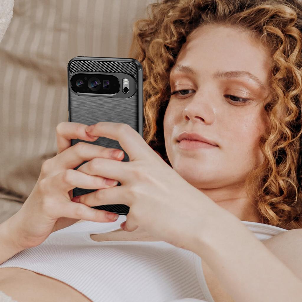 For Google Pixel 9 Pro XL TPU Case Carbon Fiber Texture Mobile Phone Cover