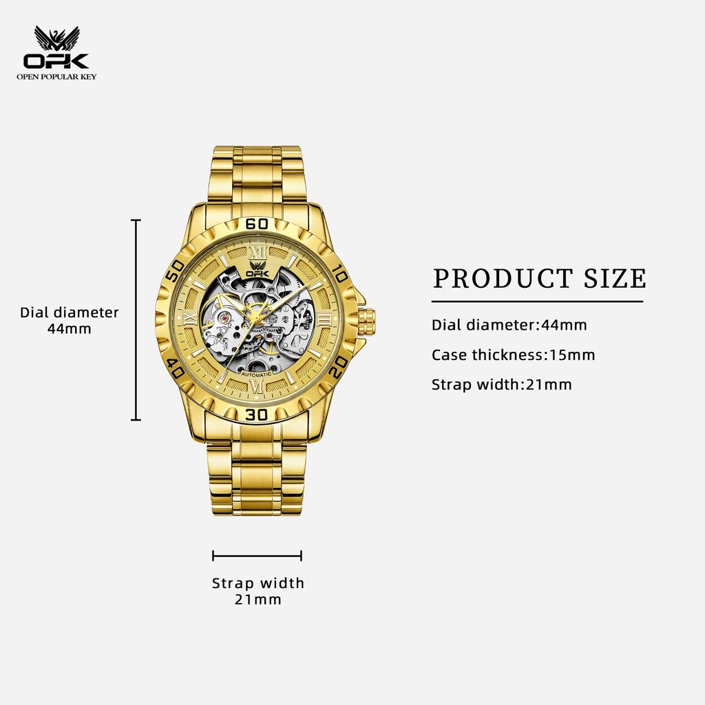 OPK Brand New Automatic Mechanical Men's Watch with Skeleton Dial and Luminescent Waterproof Design 8199
