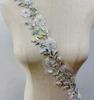 RM-802 Hot Sale Beaded Rhinestone Flower Lace Applique Trim Sewing Motif Embroidery