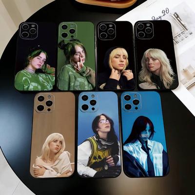 B-Billie Eilish Singer Phone Case For iPhone 17,16,15,14,13,12,11 Plus,Pro Max,XS,Soft Silicone Black Cover