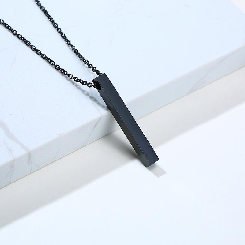 Vnox Personalisierbare Säulenstangen-Halsketten für Männer, Vertikaler 3D-Geometrischer Anhänger aus Edelstahl, Einfacher Minimalistischer Lässiger Schmuck