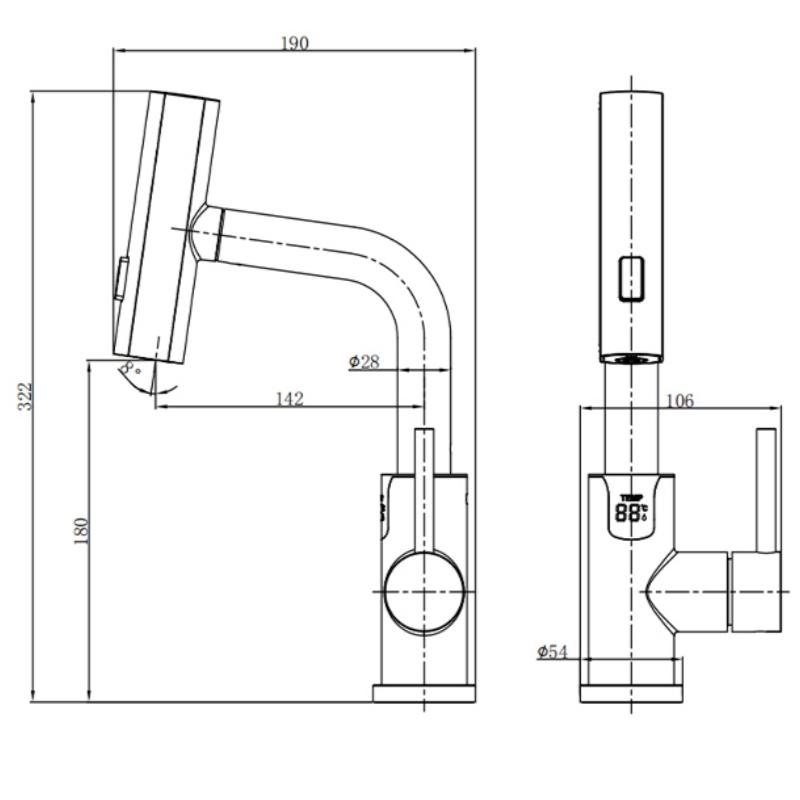 Waterfall Temperature Digital Display Basin Faucet Pull Out Stream Sprayer Hot Cold Water Sink Mixer Wash Tap For Bathroom