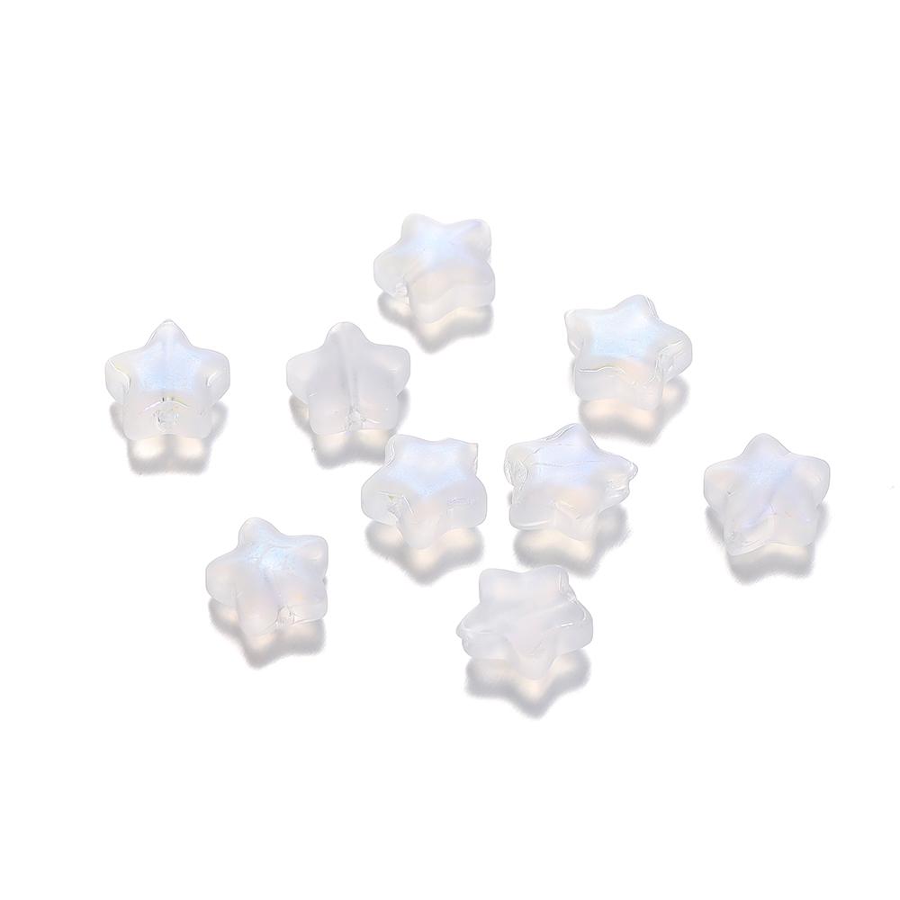 30pcs 8mm Colorful Five-pointed Star Glass Beads Loose Spacer Beads for DIY Handmade Jewelry Making Bracelet Accessories