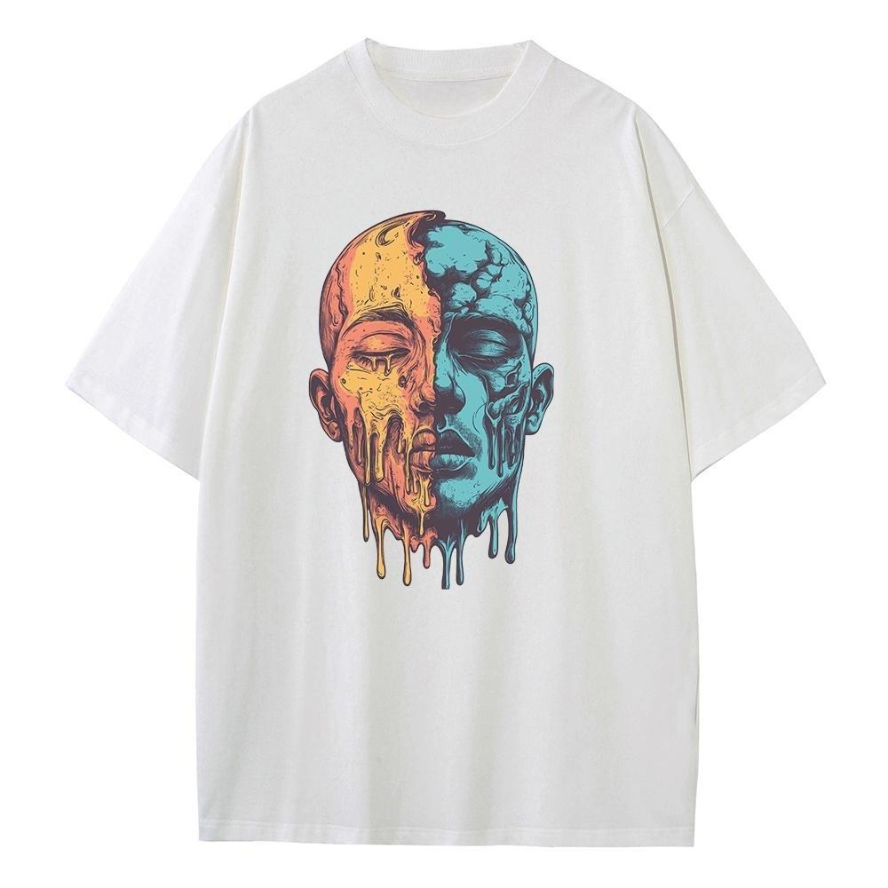 Loose T-shirt Cotton Off-shoulder Unisex Top Graphic T-shirt Breathable Printing Versatile Men's and Women's Short Sleeves