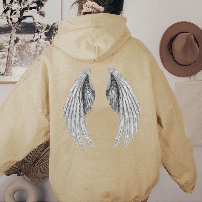 Women Wings Print Hoodies Harajuku Oversized Long Sleeve Hooded Jacket Female 2023 Autumn Hip Hop Punk Sweatshirt Top