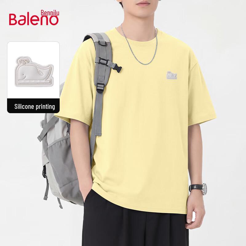 Baleno Men's Little Whale Silicone Print Cotton T-Shirt