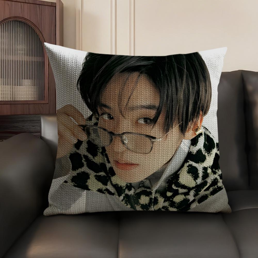 M-Meguro Renn Actor Cushion Cover Natural Linen Organic Fabric Double-Sided Printing Sofa Home Decor Gift Pillow Case