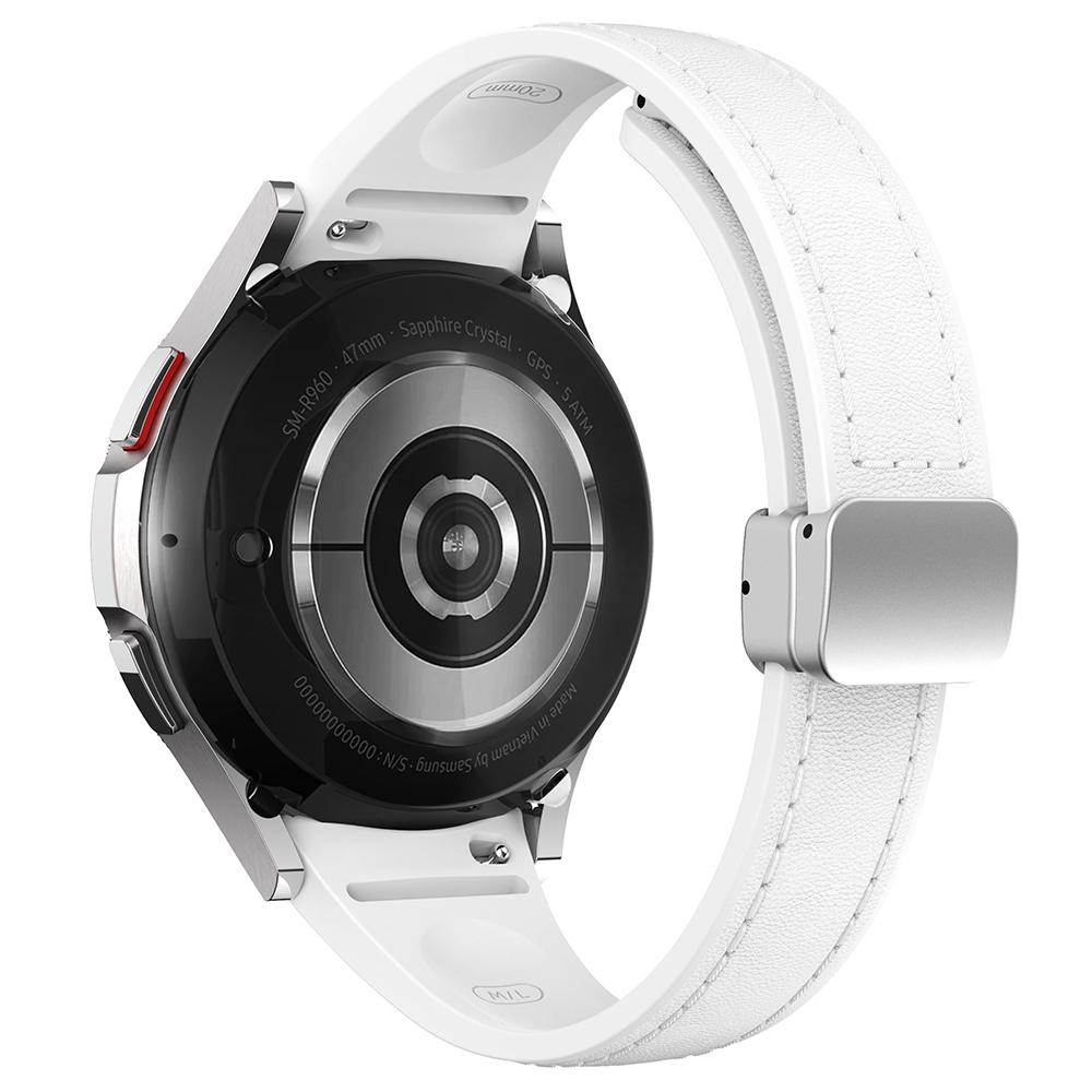 For Samsung Watch FE 40mm/Watch4 Classic Active/Watch 5/Watch6 Classic Magnetic Buckle Leather+Silicone Strap
