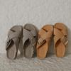Fashion Retro Cross Band Flat Sandals for Women Buckle Decor Thick Sole Platform Slippers Woman 2025 Summer Comfort Non Slip Beach Shoes