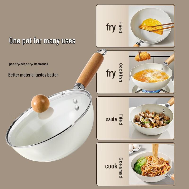 Yoshida Handwerker Schmiedeeisen Wok mit Temperglasdeckel, 24cm