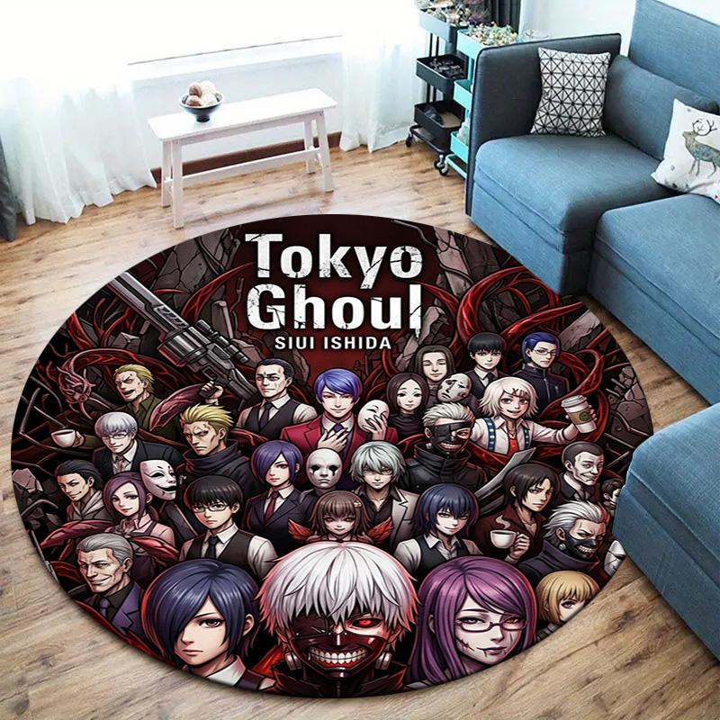 Tokyo Ghoul Okrągły Dywanik Dywan do Salonu Sypialni Sofy Pokoju Zabaw Dekoracja Antypoślizgowa Mata Podłogowa