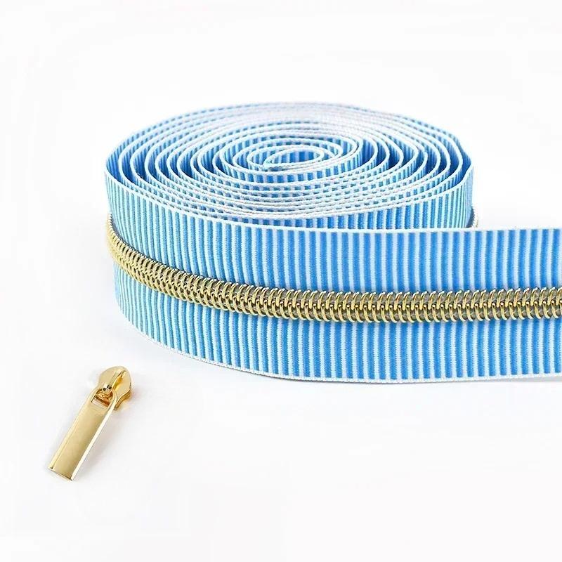 2-5Meters 5# Meetee Striped Nylon Zippers Tape for Sewing Plastic Roll Coil Zip By The Meter Zipper Closure Garment Accessories