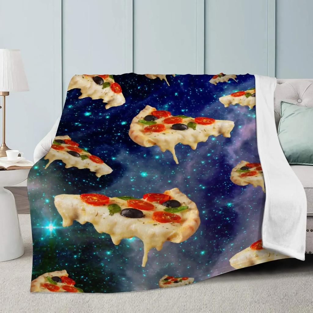 Pizza Blanket Throw Sausage Pizza Flannel Blanket for Kids Teen Boys Girls Fast Food Themed King Queen Full Size Super Soft Warm
