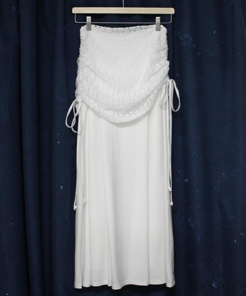 Rubati Alina Antique Lace Shirred Maxi Skirt_Ivory