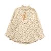 Spring Yuanbao Collar Floral Print Double Layer Gauze Cotton Shirt - Women's Loose Cotton Linen Style