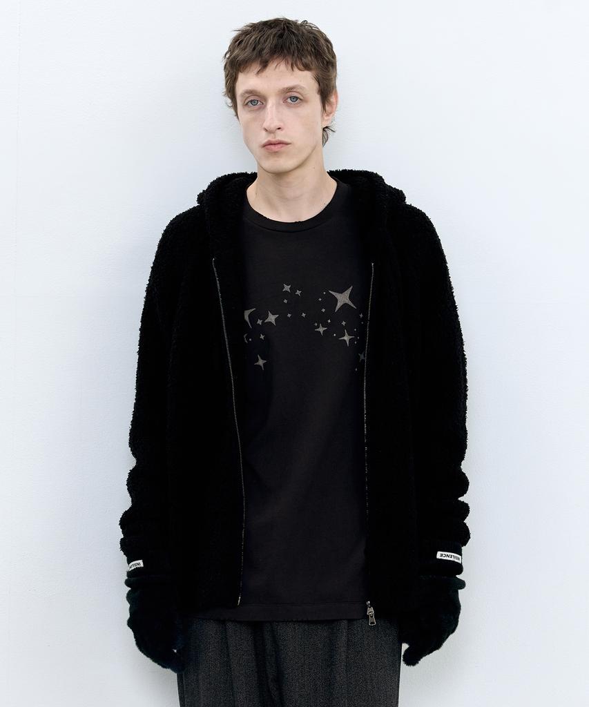 INSILENCE Cozy Soft Hooded Zip-Up Knit Black