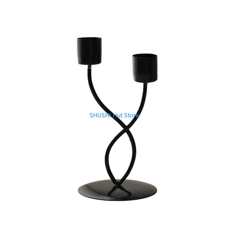 Nordic Styles Vintage Metal Iron Holder Decorative Stand Candlestick for Wedding Dining Table Centerpiece D57B