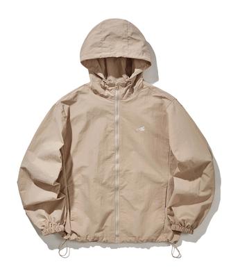 Jachetă cu glugă, windbreaker, cu inscripție Slit Studio, bej