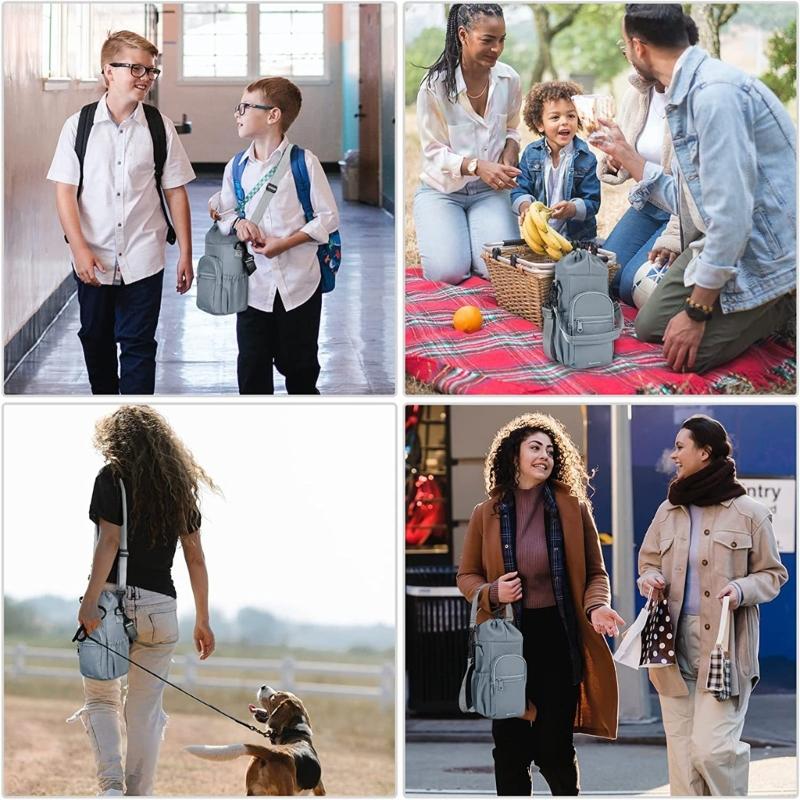 Portable Insulated Water Bottle Carrier Bag Adjustable Shoulder Strap Bottle Pouch Holder for Hiking Travelling Camping