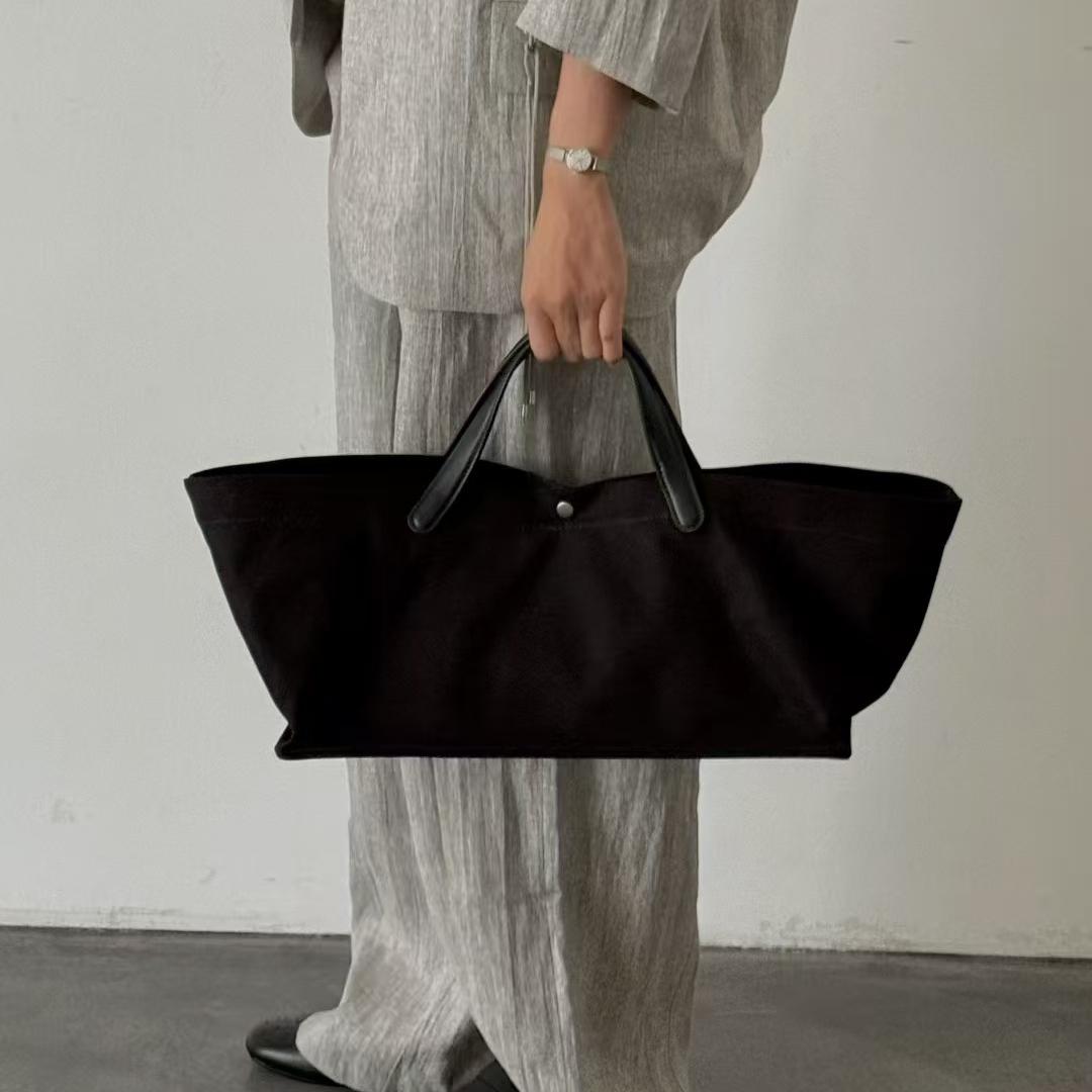 Canvas Spliced Cowhide Women`s Tote Bag