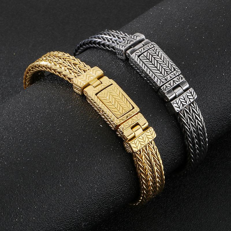 Retro and Old Wheat Ear Woven Jewelry, European and American Style Woven Keel Chain Men's Bracelet 2026