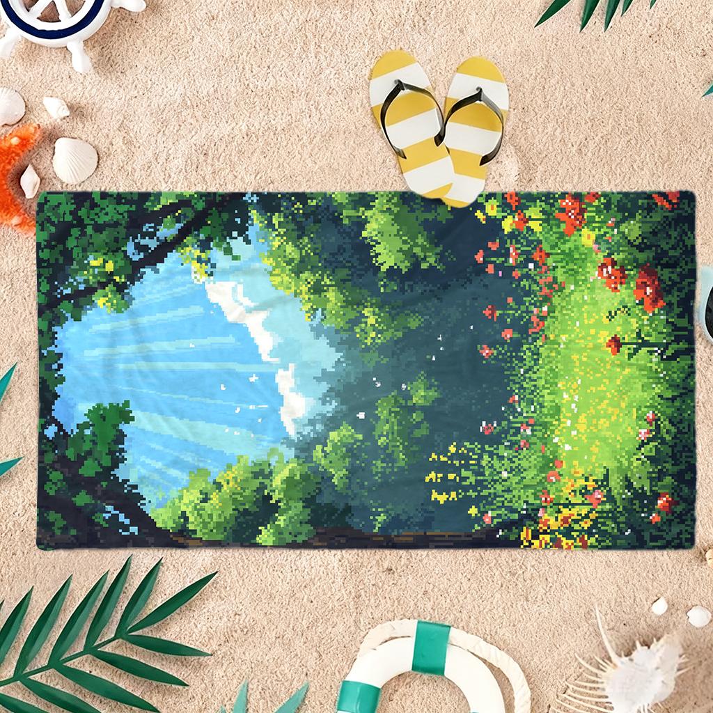 1pc Pixel Art Style Beach Towel Quick-drying Super Absorbent Suitable for Beach Vacation Pool Summer Funny Gift for Friends