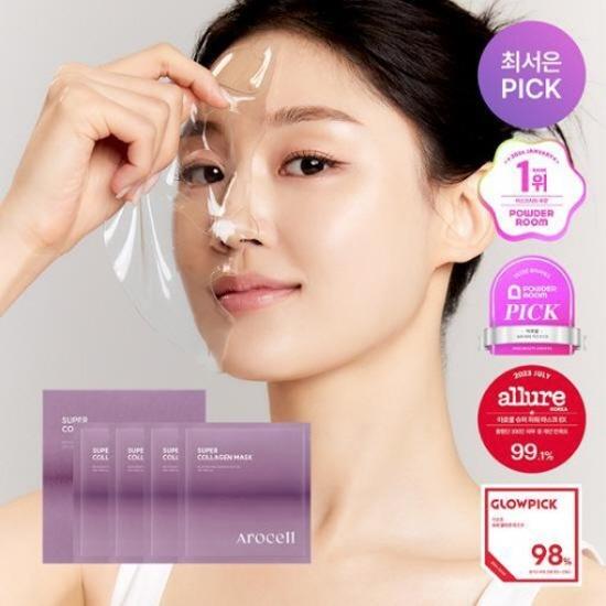 

[Продано 5 миллионов копий] AROCELL Super Collagen Mask упаковка 4 шт. / Коллаген произведен на 177% 4P