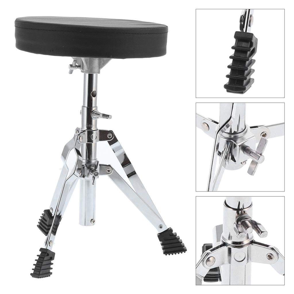 Drum Throne Padded Drum Seat Drumming Stools Adjustable Height with 5A Maple Wood Stick