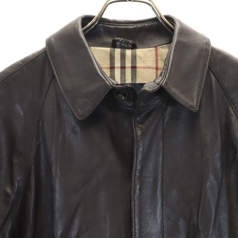 BURBERRY Leather coat Black series Men's Used