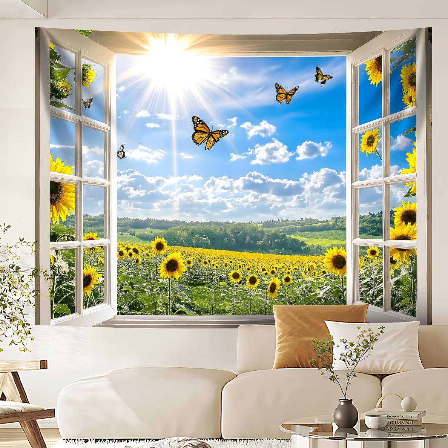 Vintage Sunflowers Tapestry 75x100 чёрный