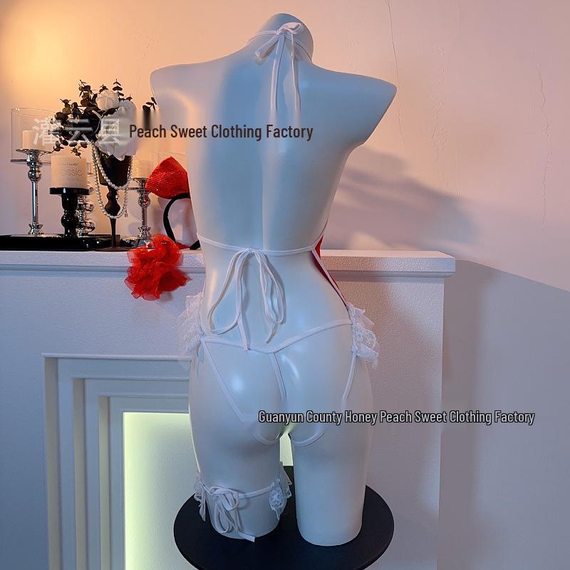 Sexy Red Backless Christmas Bodysuit - Holiday Temptation Wear