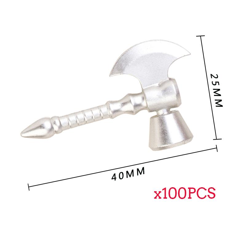 100 STKS MOC Middeleeuwse Ridders Romeinse Krijgers Dwerg Bijl Hamer Bouwstenen DIY Baksteen Accessoires Speelgoed Voor Kinderen Cadeaus