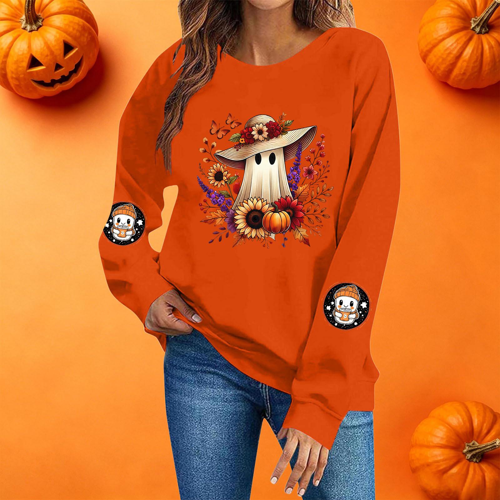 Ladies fashion casual Halloween printed pullover sweater S фиолетовый