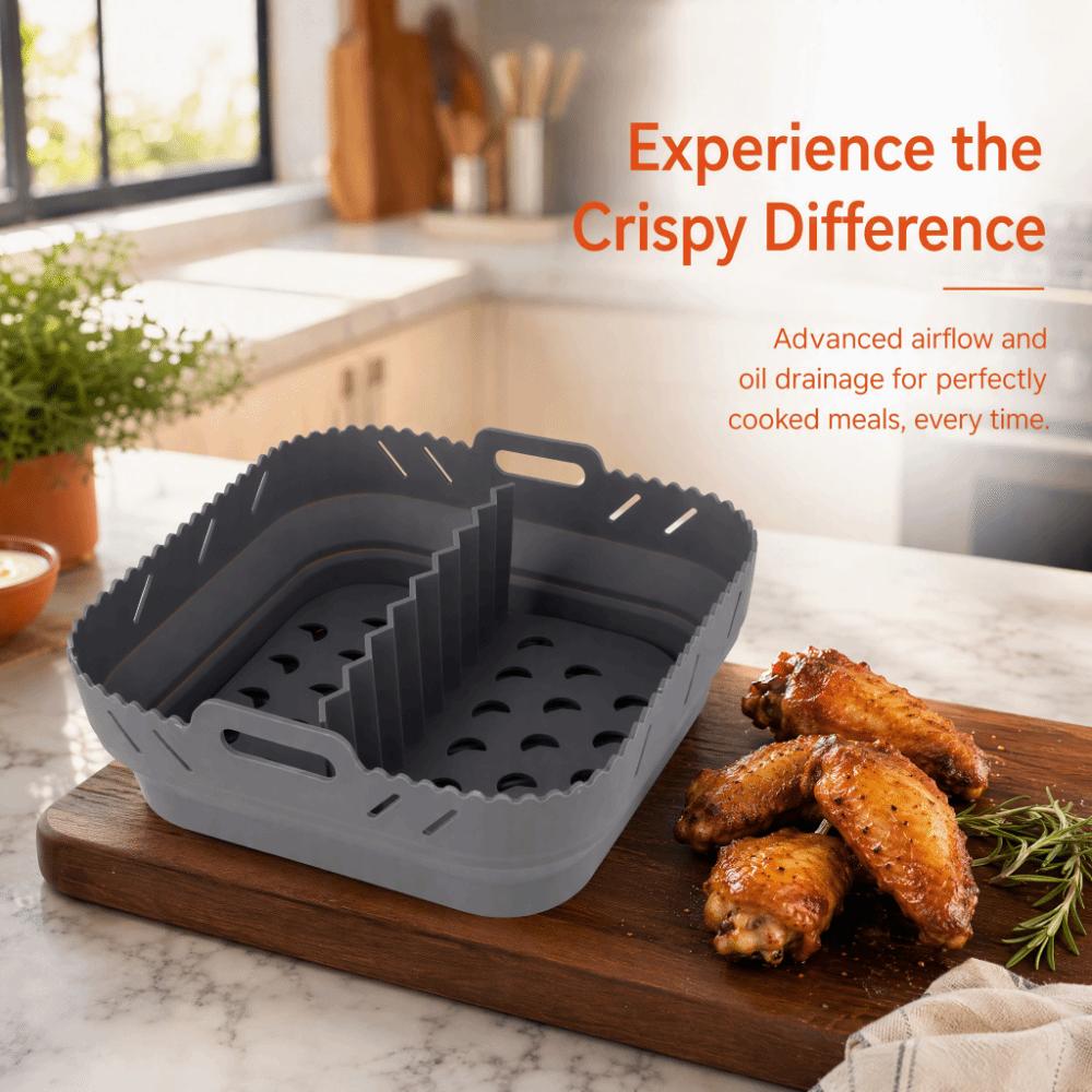 Non-Stick Silicone Baking Pan With Divider Air Fryer Pan Durable Silicone Baking Mat Air Fryers