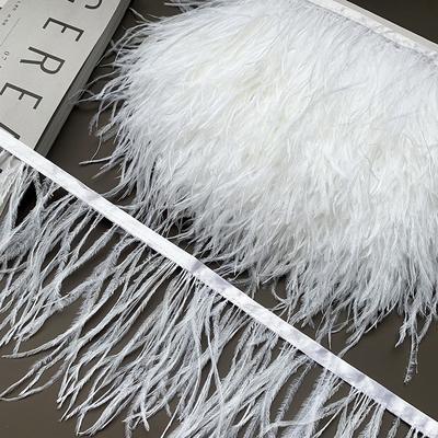 Pštrosí peří okraj látky 10-15 cm oděvní doplňky DIY dekorace sukně výstřih šatů manžety peří