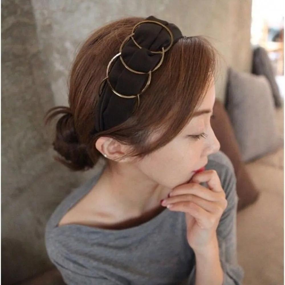 Gold ring accent wide headband bandana green
