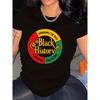 European Size Black History & Juneteenth Celebration Letters Graphic Print Crew Neck T-Shirt | Casual Women'S Clothing for Spring & Summer